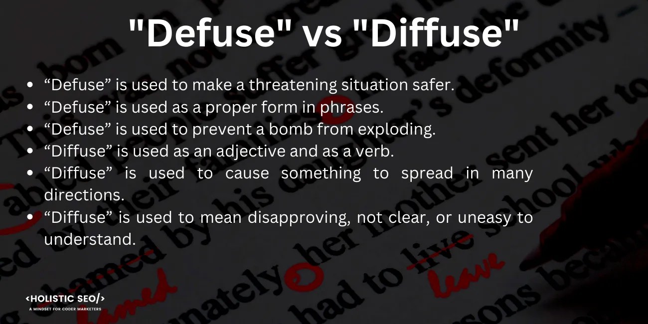 Defuse vs Diffuse Difference between Them and How to correctly use