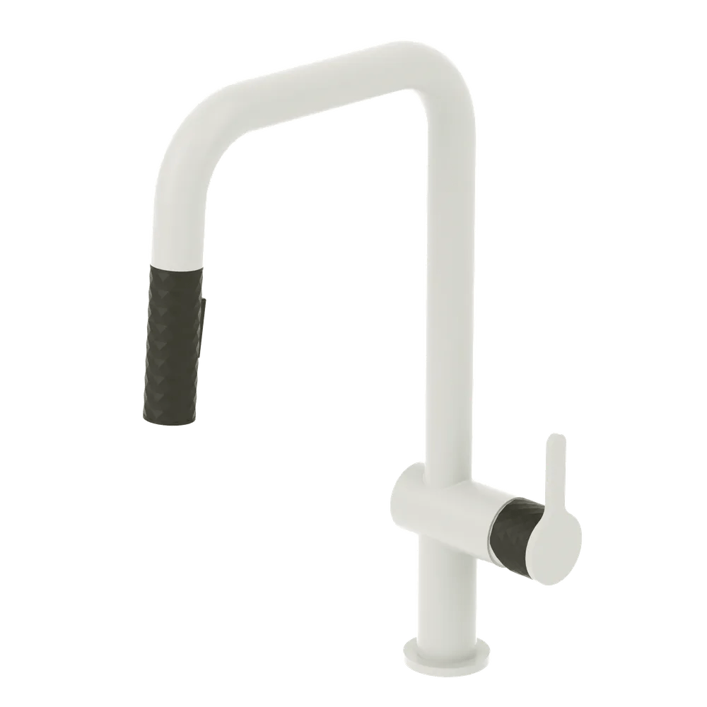 Shop Tenzo, SingleHandle Kitchen Faucet Calozy Matte White / Matte