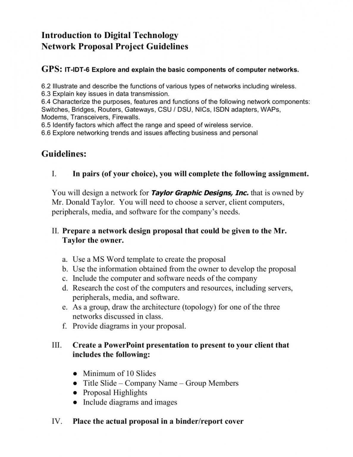 Networking Proposal Guidelinesdoc Pages 1 2 Text Network Design