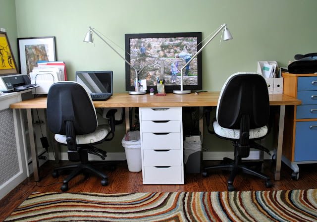 Butcher Block = Perfect Double Desk IKEA Hackers