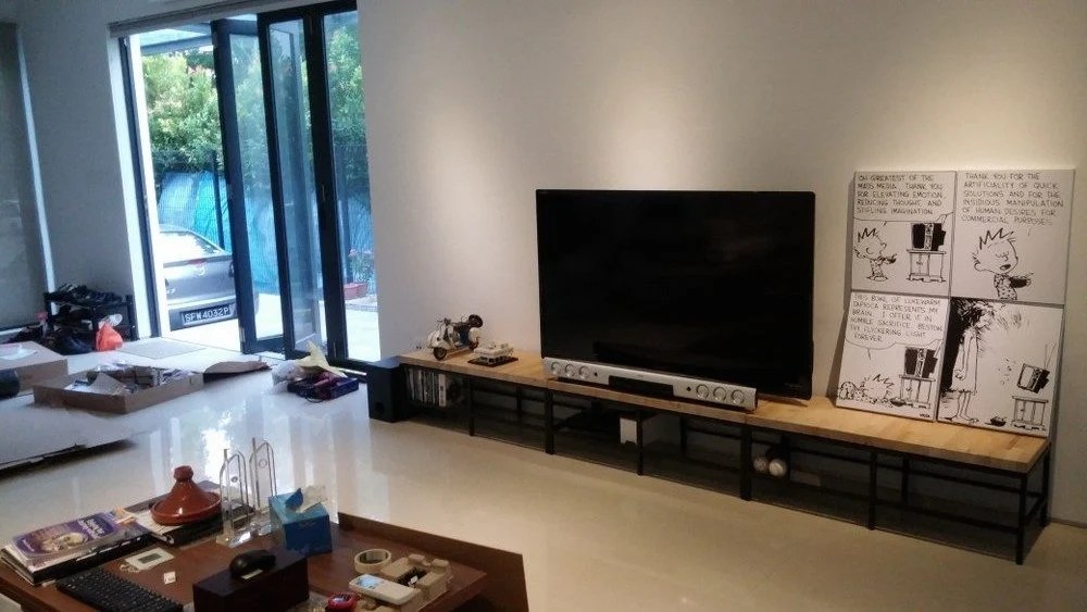 Contemporary woodentop TV bench IKEA Hackers