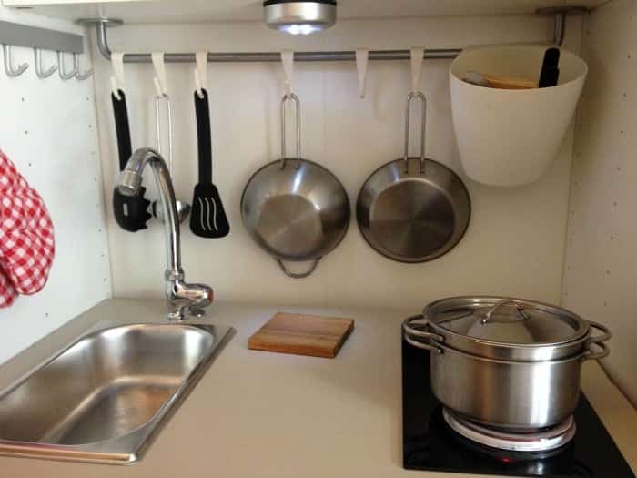 Builtin BESTA PlayKitchen with LED stove light & turnable stove knobs