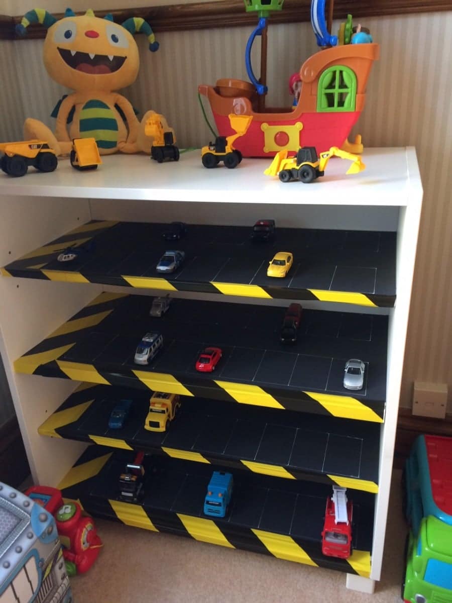 Kids toy car park storage shelves IKEA Hackers