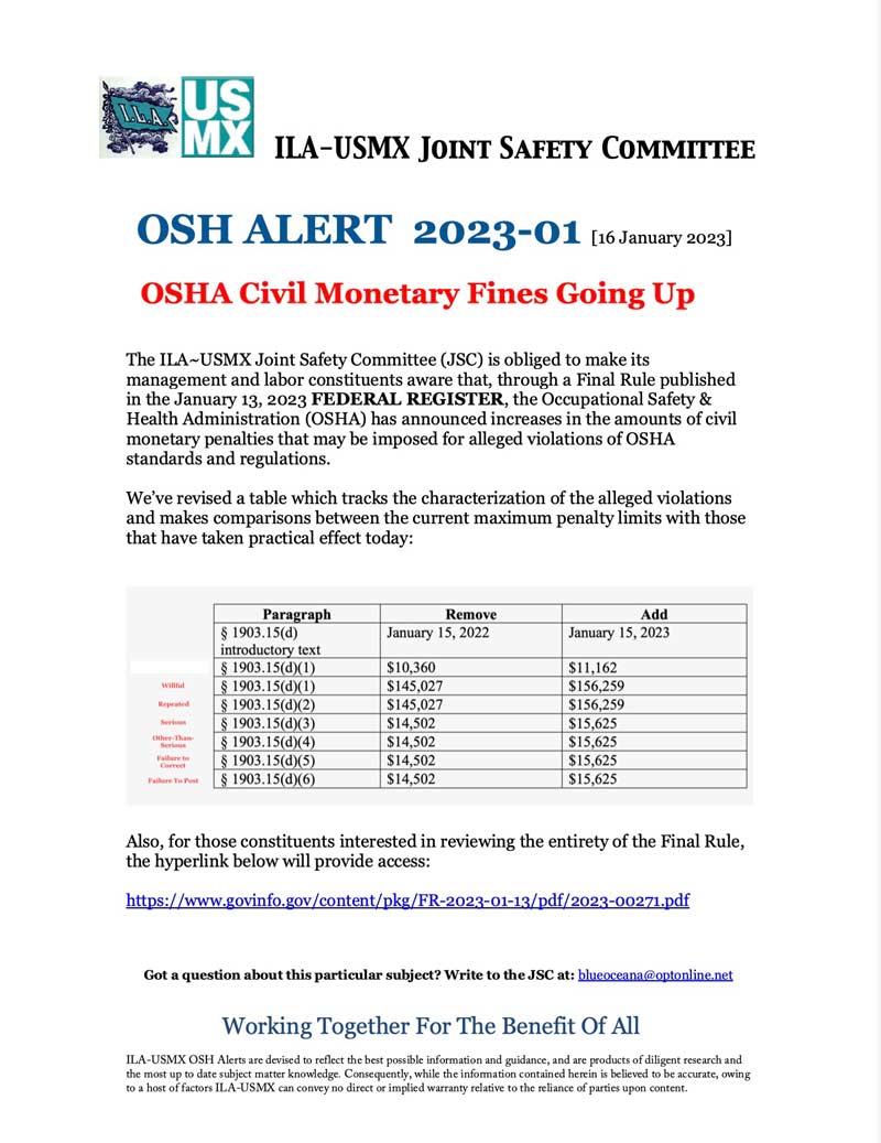 ILAUSMX Joint Safety Committee OSH Alert 202301 OSHA Civil