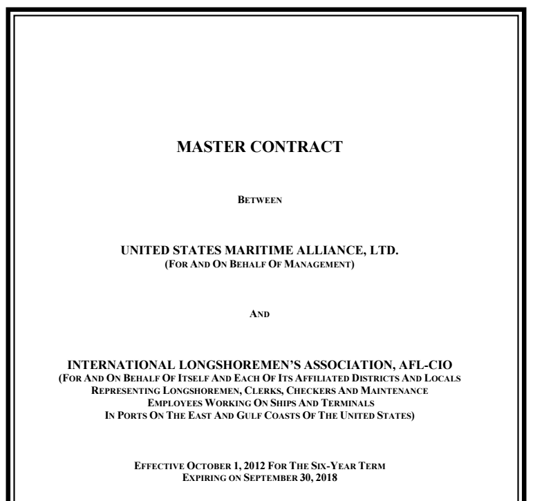 Master Contract ILA Union