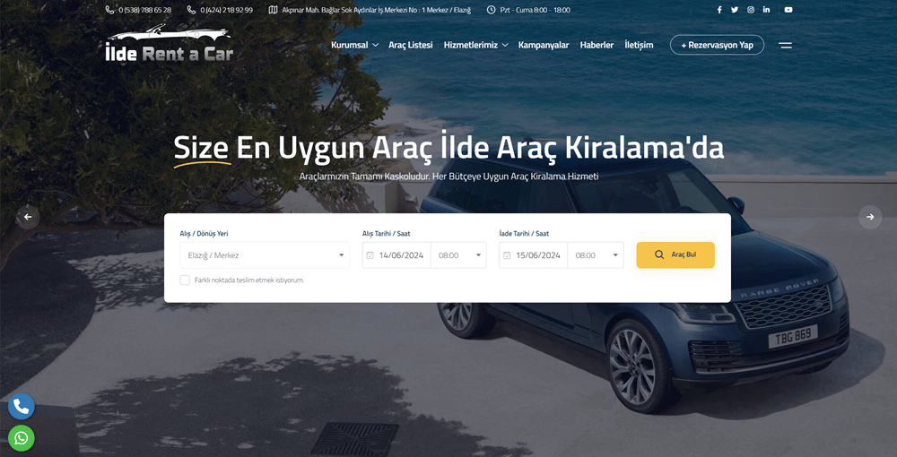 İlde Rent A Car ® Elazığ Rent A Car Elazığ Araç Kiralama Elazığ Oto
