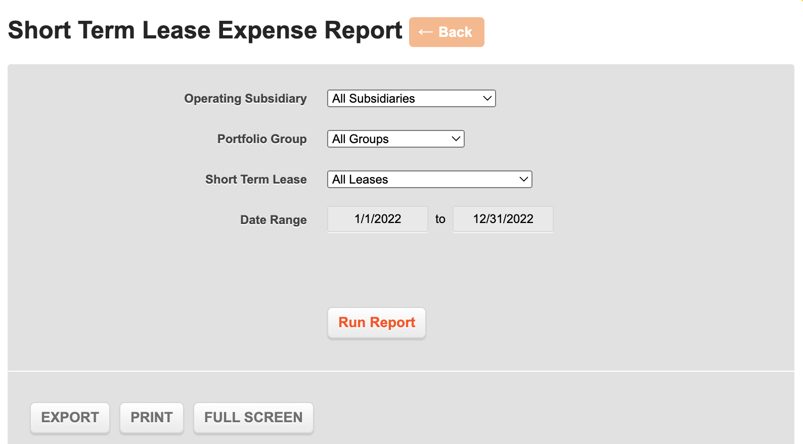 Short Term Lease Expense Report iLeasePro