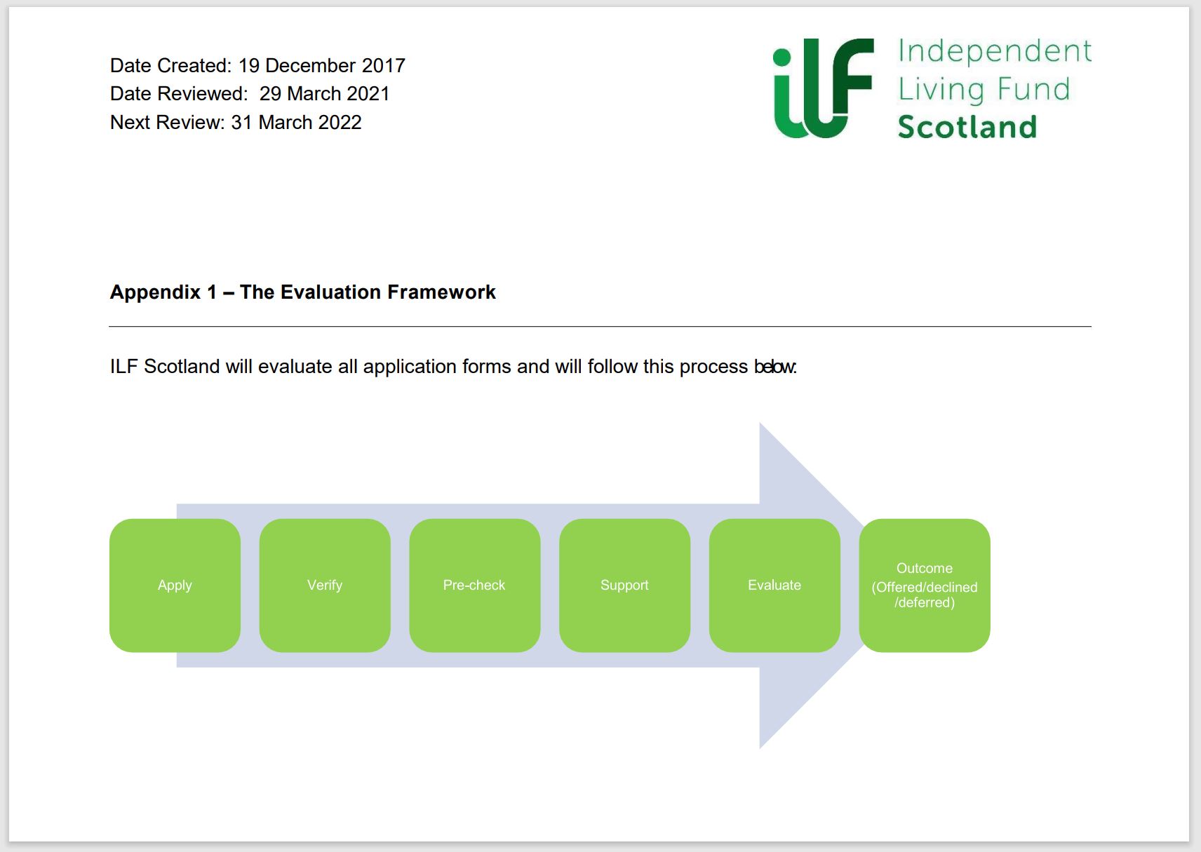 Transition Fund The Evaluation Framework ILF Scotland