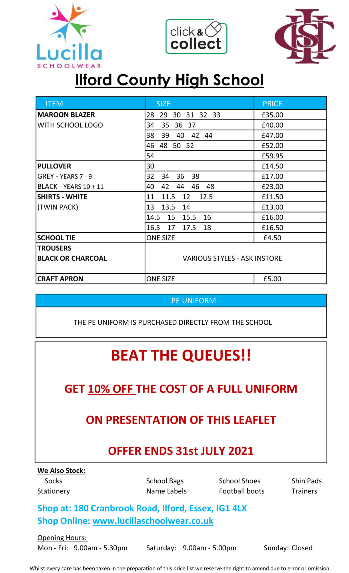 School Uniform and Dress Code Ilford County High School
