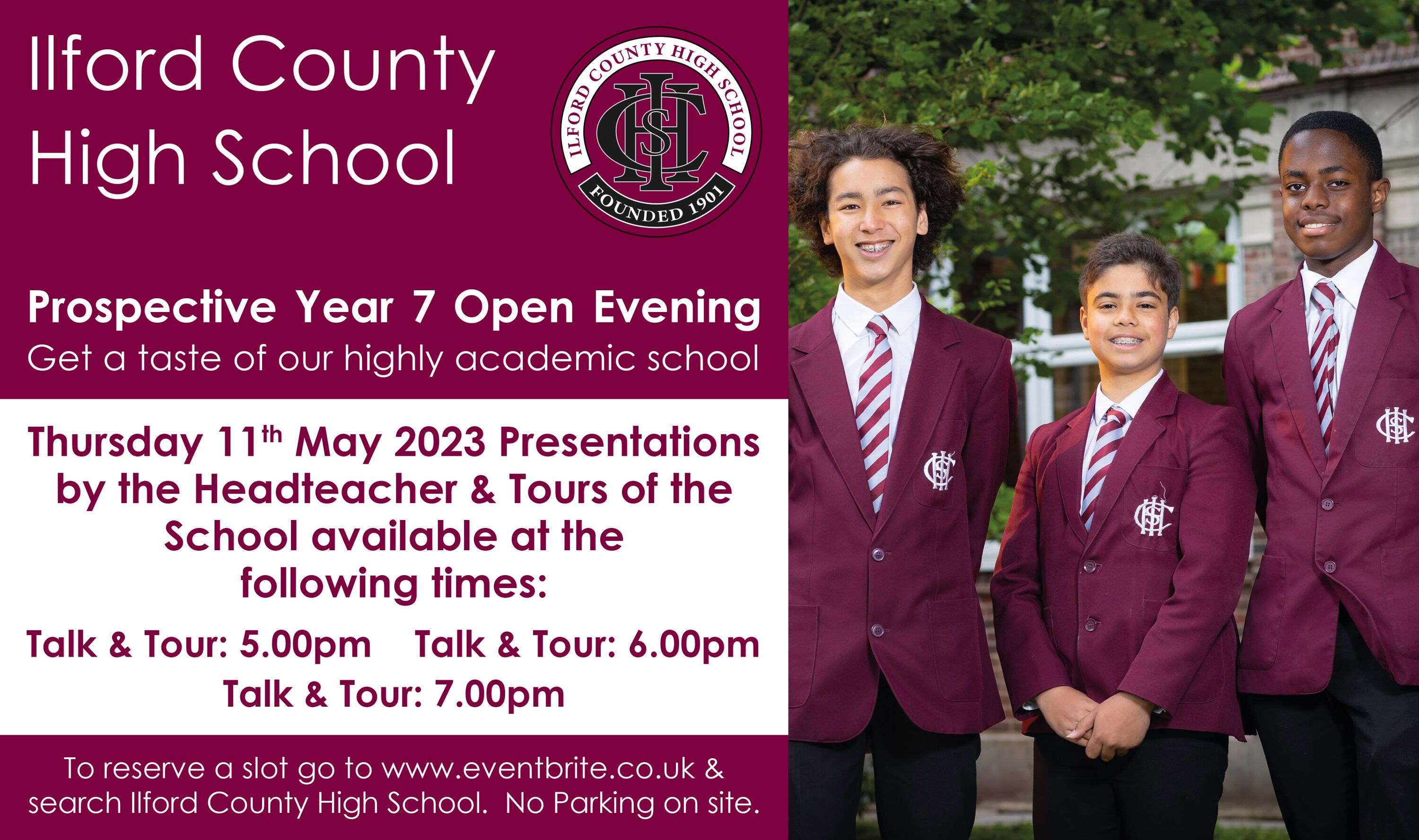 Prospective Year 7 Open Evening Thursday 11th May 2023 Announcements Ilford County High School