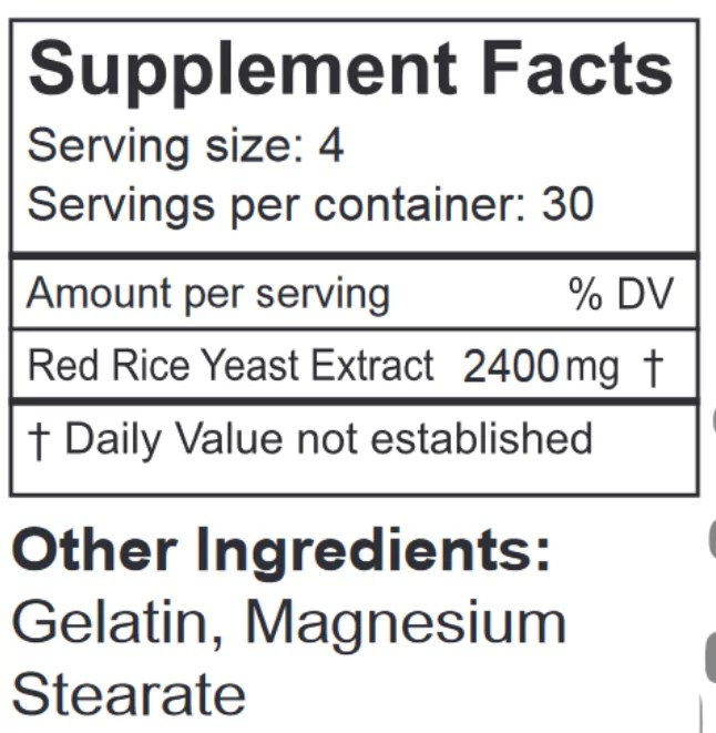 Red Rice Yeast Extract 600 mg x 120 capsules LifeLink
