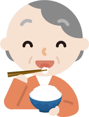 白米を食べる女の子のフリーイラスト | フリーイラスト・クラシック（フリクラ） ご飯を食べる高齢者の女性のイラスト1 | 無料イラスト素材のIllalet