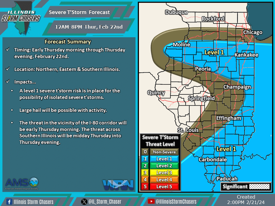 Thur, Feb 22nd Severe T'Storm Epsiode Illinois Storm Chasers, LLC.