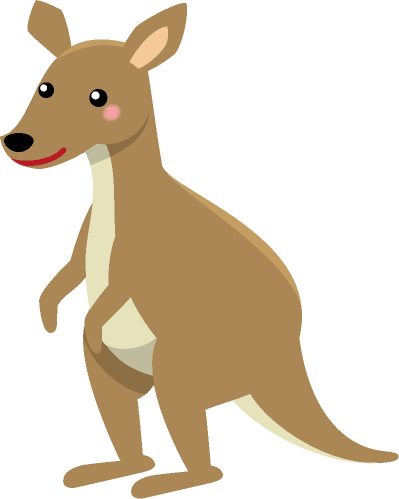 かわいいカンガルーの親子のイラスト | 無料のフリー素材 イラストエイト カンガルーのイラストNo05 | イラストポップ