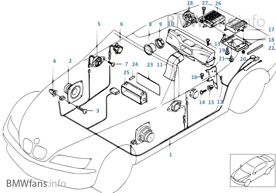 Parts f Harman Kardon tophifi system BMW Z3 E36 Z3 2.2i M54 Europe