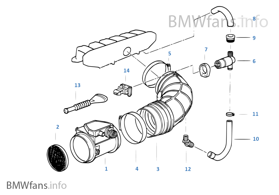 Mass air flow sensor BMW 3' E36 320i M50 Europe
