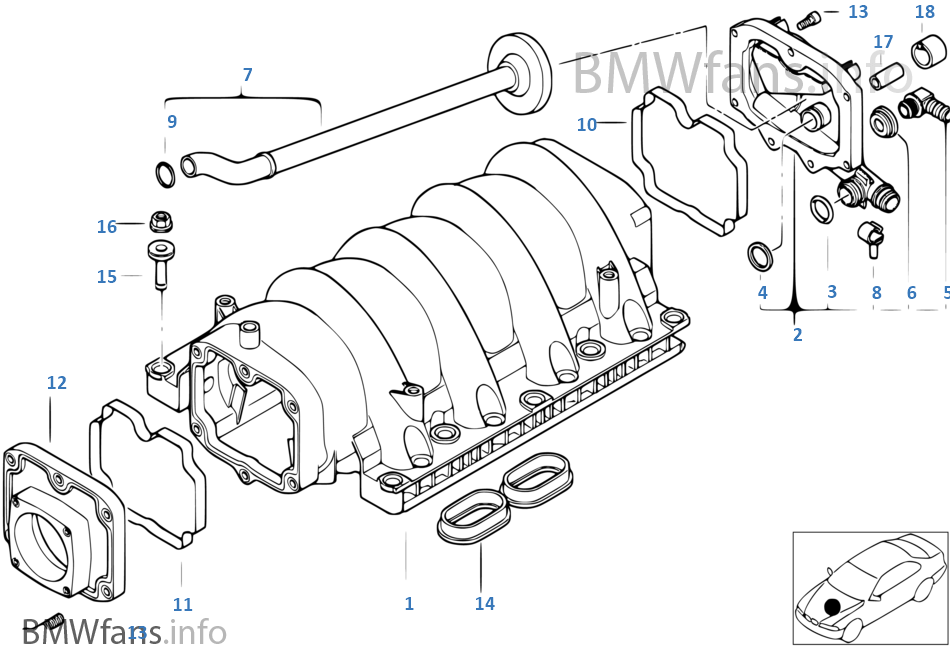 Intake manifold system BMW 5' E39 540i M62 Europe