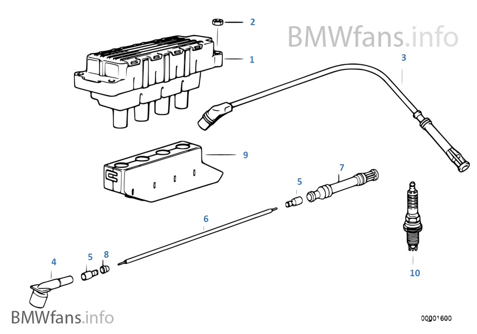 Ignition coil/spark plug BMW 3' E36 318i M43 Europe