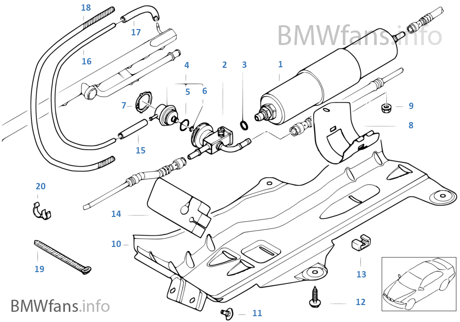 Fuel filter, pressure regulator BMW 3' E46 M3 S54 Europe