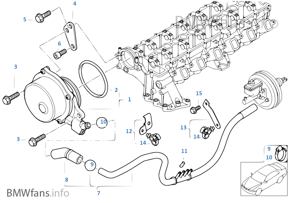 Vacuum pump with tubes | BMW 5' E39 525d M57 Europe