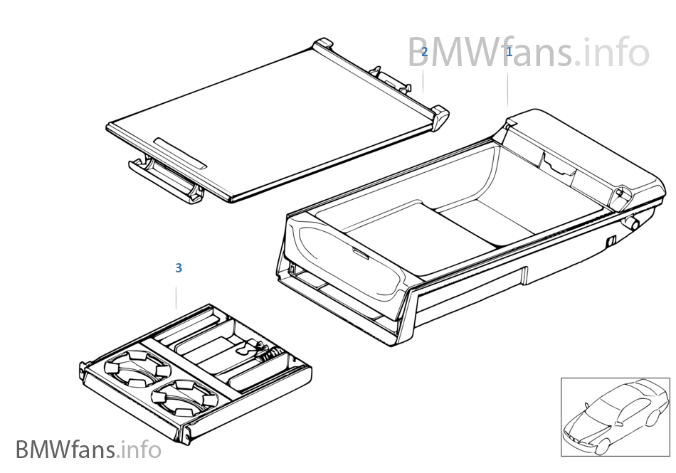 Seat rear, center armrest, multifunction BMW 3' E46 318d M47 Europe