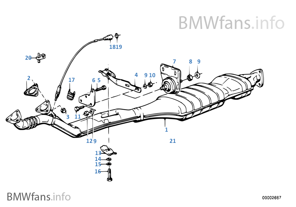 Exhaust pipe, catalytic converter BMW 5' E28 528e M20 USA