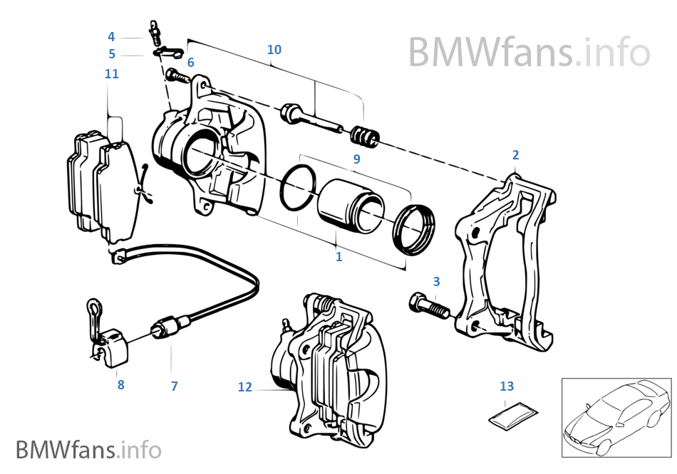 Front brake pad wear sensor BMW 3' E30 320i M20 Europe