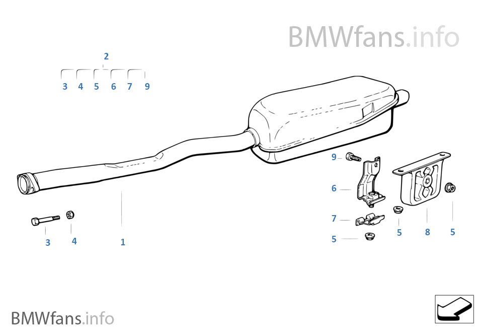 Rear muffler BMW 3' E36 320i M50 Europe