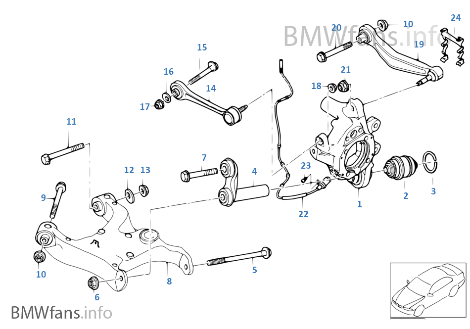 Rear axle support/wheel suspension BMW 5' E60 LCI 520d N47 Europe