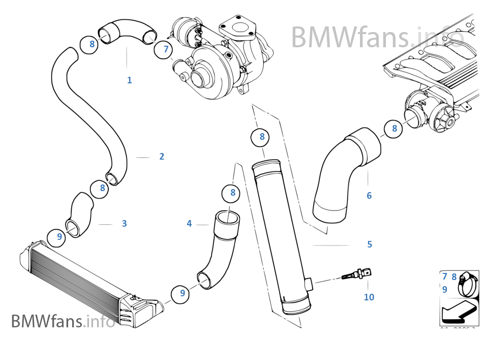 Intake manifoldsupercharg.air duct BMW 5' E39 530d M57 Europe
