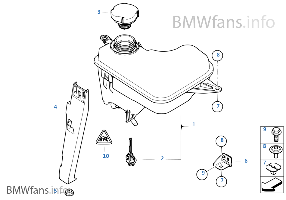 Cooling water expansion tank BMW 5' E60 525d M57N Europe