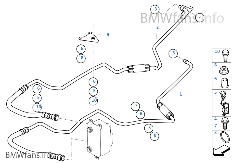 Transmission oil cooler line | BMW 6' E63 645Ci N62 USA