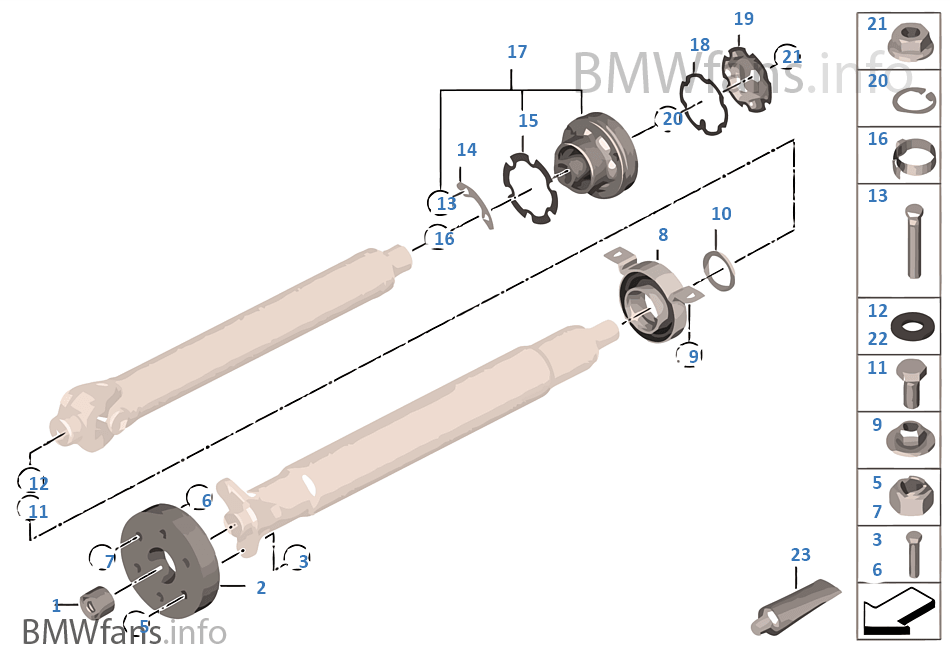 Drive shaft, single components, 4wheel BMW X5 E53 X5 4.8is N62 Europe