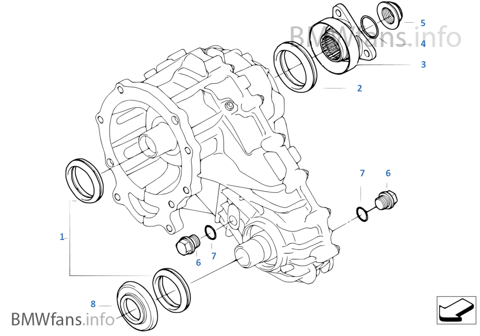Single parts f transfer case LWX 500 BMW X5 E53 X5 3.0d M57 Europe