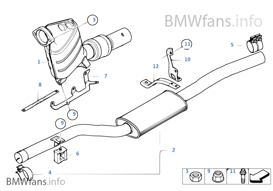 Catalytic converter/front silencer BMW 5' E60 530d M57N Europe