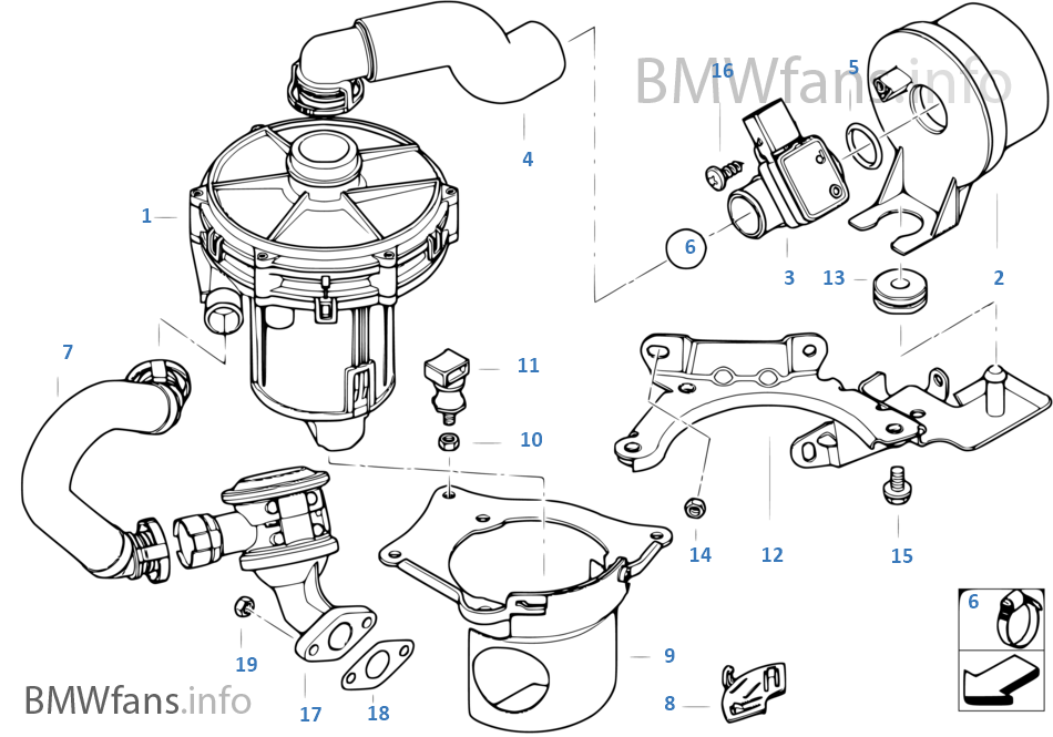 Emission control-air pump | BMW 3' E46 325i M54 USA
