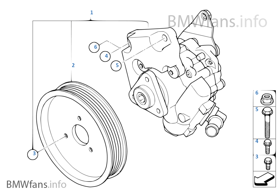 Power steering pump BMW X5 E53 X5 4.8is N62 Europe