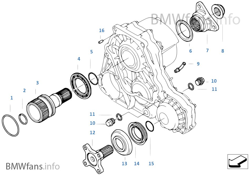 Single parts f transfer case NV 124 BMW 3' E46 330xd M57N Europe