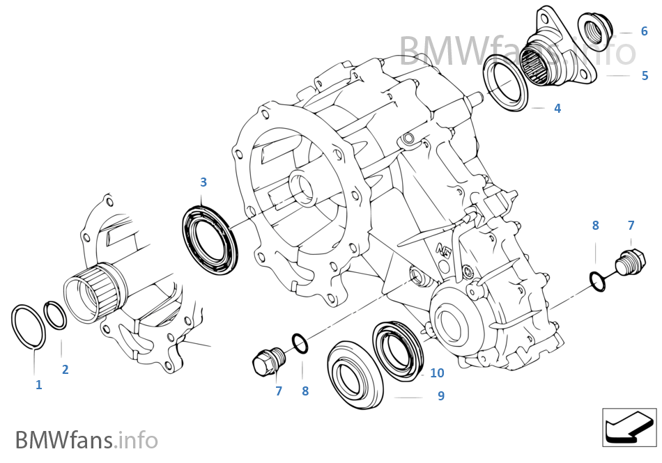 Single parts f transfer case NV 125 BMW X5 E53 X5 3.0i M54 Europe