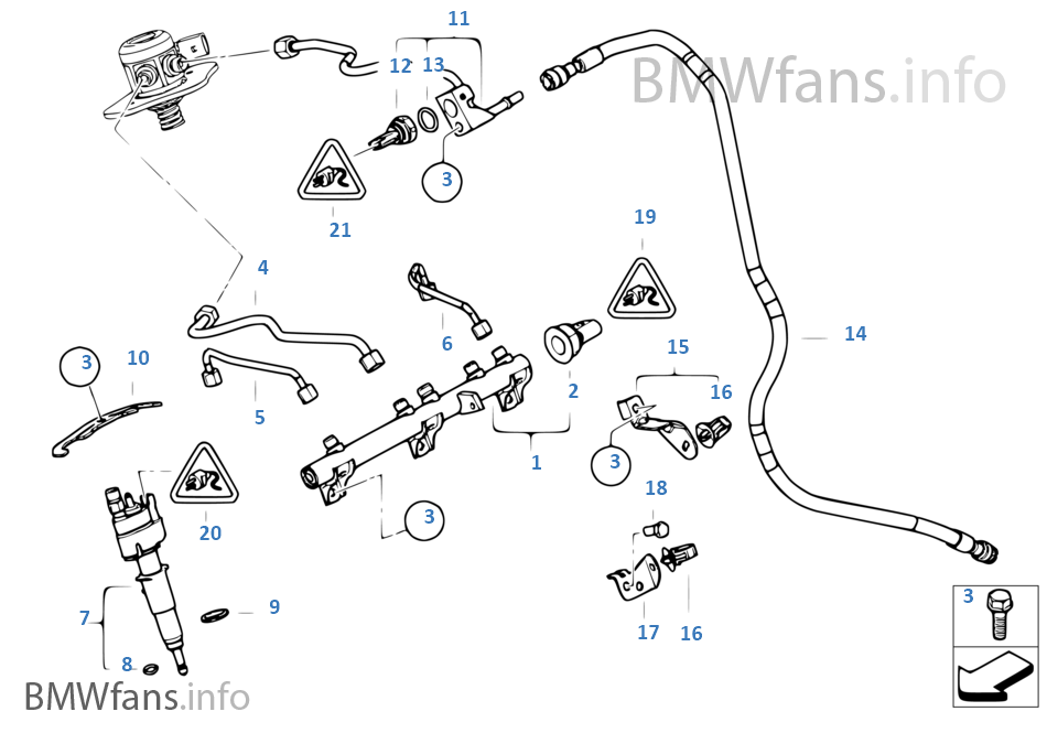 Highpressure rail/injector/line BMW 3' E90 LCI 318i N43 Europe