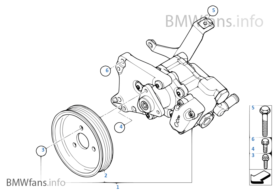 Power steering pump BMW X3 E83 LCI X3 3.0d M57N2 Europe