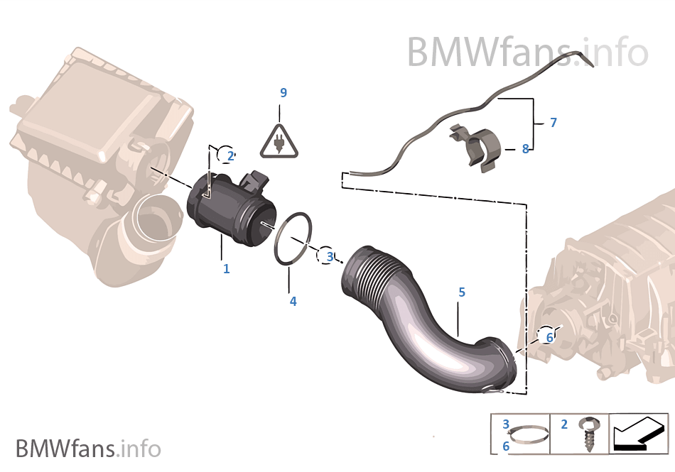 Hotfilm air mass meter BMW 6' E64 645Ci N62 Europe
