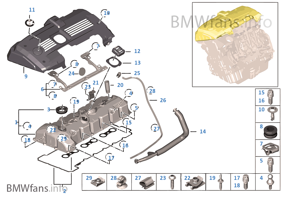 Cylinder head cover BMW 3' E90 325i N52 Europe