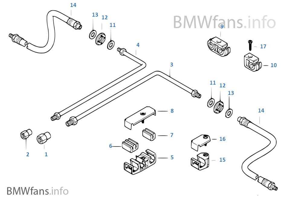 OEM BMW E36 E38 CONVERTIBLE REAR ABS/ASC+T BRAKE PIPE 34326755526