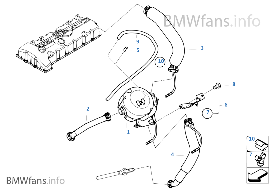 CrankcaseVentilation/oil separator BMW 3' E90 325i N52 Europe
