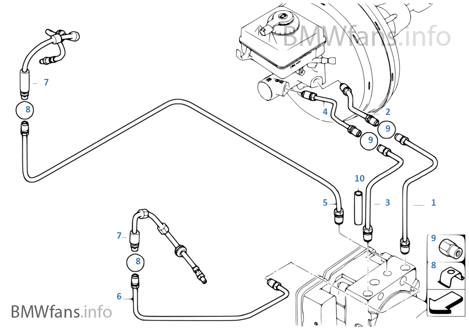 Brake pipe, front BMW 5' E60 M5 S85 Europe