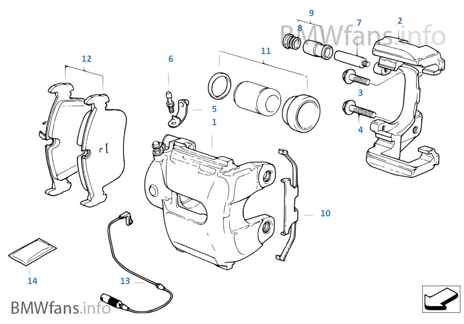 Front brake pad wear sensor BMW 5' E61 LCI 535d M57N2 Europe