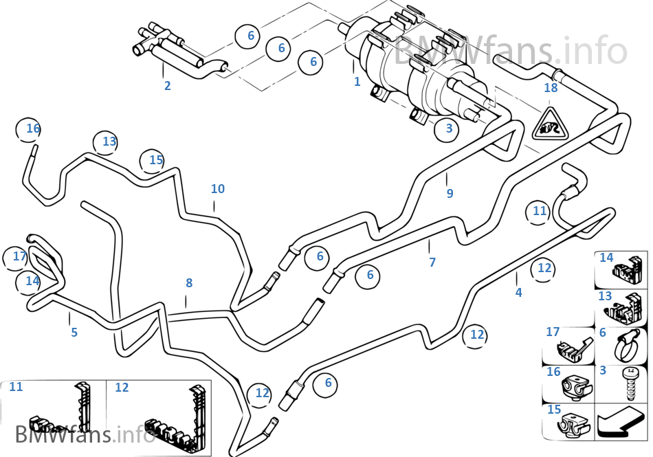 Fuel pipe, Diesel pump BMW X5 E53 X5 3.0d M57 Europe