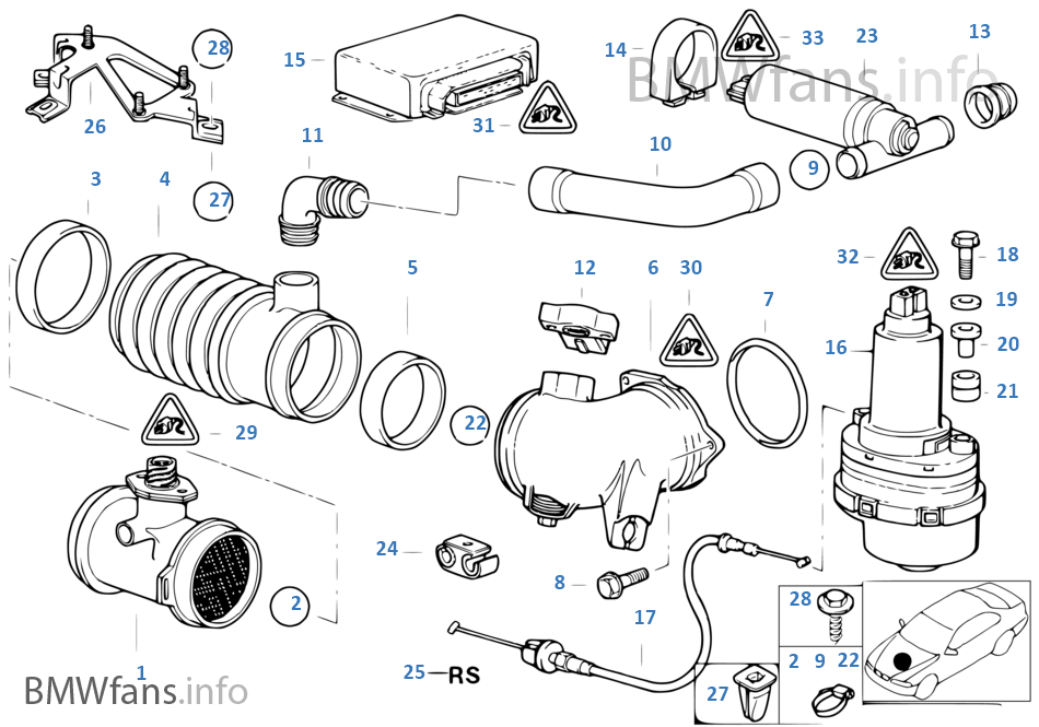 Mass air flow sensor/ASC BMW 8' E31 840i M60 USA