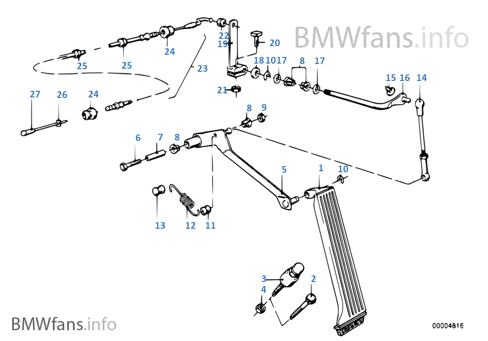 Accelerator pedal/bowden cable RHD BMW 5' E28 525e M20 South Africa